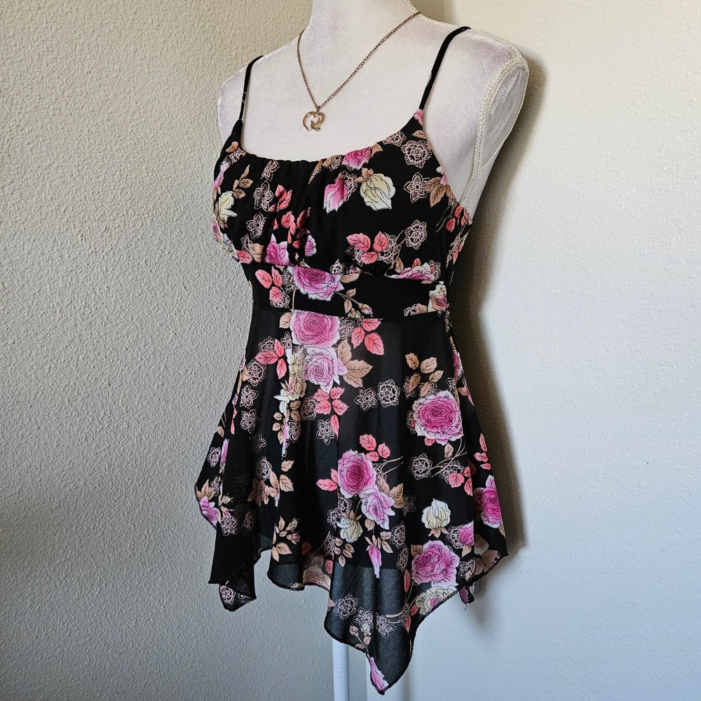 Self Esteem Floral Handkerchief Hem Camisole Top Y2K Fairycore
